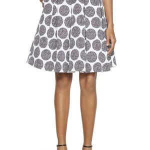 White House Black Market Womens Midi Skirt Black White Pleated Size 6
